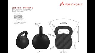 Solidworks CSWA Exam Practice  PART MODELLING  Section H  3 [upl. by Ilak]