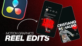 Reel Edit Motion Graphics DaVinci Resolve Tutorial  Ronaldo vs Messi [upl. by Cassy516]