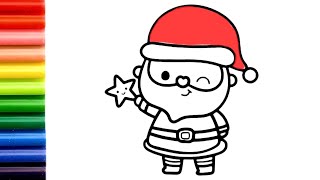 Easy Cute Santa Claus Drawing for Kids  Step by Step Santa Claus 🎅 Drawing and Coloring  Christmas [upl. by Victoria494]