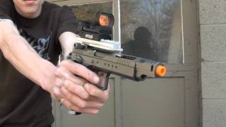 CyberGunKWC Tanfoglio Gold Custom CO2 BlowBack Airsoft Pistol ChronoShooting [upl. by Rowell]