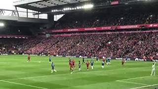 LFC FANS SING MO SALAH SONG ON THE KOP DURING LIVERPOOL 2 VS 0 CHELSEA WIN  Liverpool FC Chants [upl. by Tiphany706]