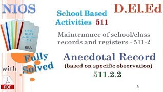 51122 Anecdotal Record based on specific observation [upl. by Nyleahcim]