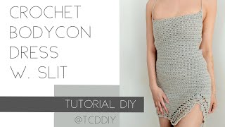 Crochet Bodycon Dress With Slit  Tutorial DIY [upl. by Fabio]