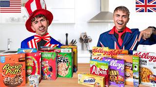 We Tried The Most Popular Cereals UK vs USA [upl. by Hazeefah]