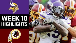 Vikings vs Redskins  NFL Week 10 Game Highlights [upl. by Klepac500]