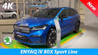 Škoda Enyaq SportLine 2022  First FULL Review in 4K  Exterior  Interior Race Blue iV 80X [upl. by Tager]