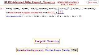 𝐐𝟏𝟏 Among VCO6 CrCO5 CuCO3 MnCO5 FeCO5 CoCO33− CrCO44− and IrCO3 the [upl. by Aneger547]