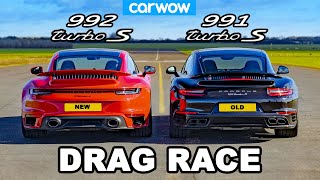 Porsche 911 Turbo S 992 v 991  DRAG RACE New v Old [upl. by Fabrice]