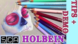 Holbein Colored Pencils Tips amp Demo [upl. by Ahsied]