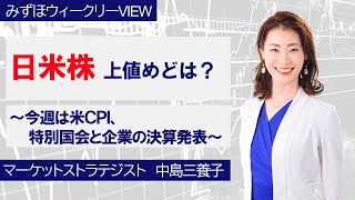 11月11日【日米株、上値めどは？～今週は米CPI、特別国会と企業の決算発表～】みずほウィークリーVIEW 中島三養子 [upl. by Drud]