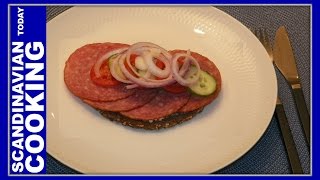 Smørrebrød Danish Open Face Salami Sandwich for lunch or dinner Spegepølse med Løg Sandwich [upl. by Soiritos784]