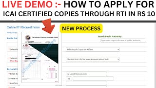 live Demo  How to Apply For ICAI certified Copies Through RTI in Only rs 10  CA certified Copies [upl. by Susejedesoj267]