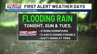 FIRST ALERT WEATHER Daily rounds of heavy rain could lead to flash flooding [upl. by Ellerahc]