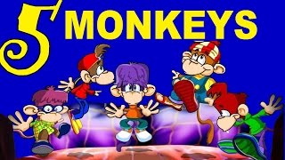 FIVE LITTLE MONKEYS with Lyrics [upl. by Eeima]