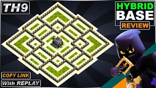 New BEST TH9 Base with Replay  COC TH9 FarmingTrophyHybrid base link  Clash of Clans [upl. by Accem]