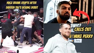 BRAWL ERUPTS AFTER DARREN TILLS BOXING DEBUT TILL CALLS OUT MIKE PERRY [upl. by Alihet883]