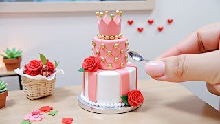 💕Mini Cake 💕 Beautiful Miniature Princess Birthday Cake Decorating  Mini Bakery [upl. by Yazbak]