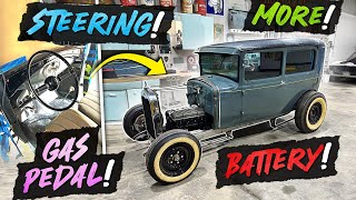 HOT ROD BUILD Will the steering clear Gas Pedal HIDDEN Battery and MORE 1930 FORD MODEL A [upl. by Arihppas]