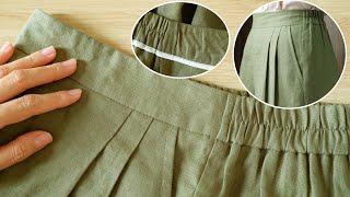 How To Sew Half Elastic Waistband  Elastic Back Waistband Sewing Tutorial  Thuy Sewing [upl. by Lah]