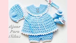 Vestido para bebé tejido a crochet paso a paso muy fácil CONJUNTO PARA NIÑAS en Varias Tallas [upl. by Trixy569]