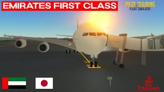 TRIPREPORT  Dubai  Tokyo Emirates First Class REAL SOUNDS  ROBLOX [upl. by Josias]