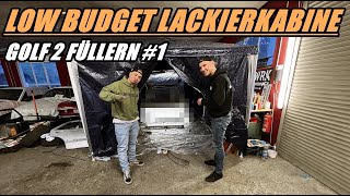 LOW BUDGET LACKIERKABINE SELBER BAUEN  GOLF 2 FÜLLERN 1 [upl. by Milan]