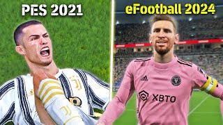 eFootball 2024 vs PES 2021  Direct Comparison ✅ Graphics Facial Animation Gameplay  Fujimarupes [upl. by Burleigh509]