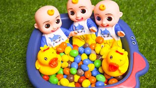 Cocomelon  Full of Bath Tub with Candy MampMs to Enjoy asmr toys cocomelon [upl. by Norabel]