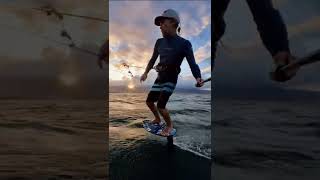 Amazing sunset kite foiling on Maui 🌅 shorts kitesurfing goldenhour [upl. by Evilo457]