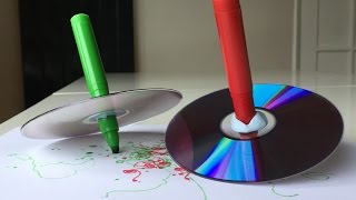 Fun Spinning Top Art Project For Kids With Marker And CD [upl. by Yonatan]