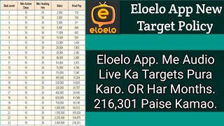 Eloelo App New Target Policy How to earn money by doing live audio in eloeloGKTECHNICAL1190 [upl. by Sacttler777]