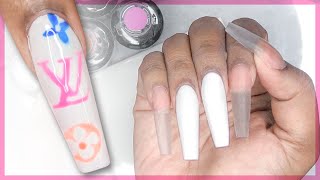 Acrylic Nails Tutorial  Louis Vuitton Nail Art Nail Tutorial  How To Acrylic Nails with Nail Forms [upl. by Anwaf]