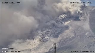 Merapi Volcano Eruption  Huge Pyroclastic Flows  March 11 2023 Time Lapse [upl. by Ardnola228]