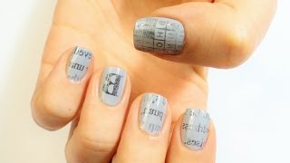 Tırnak Süsleme Sanatı  Kolay Gazete Baskılı Oje Deseni Basic Newspaper Nail Art [upl. by Annaitsirk]