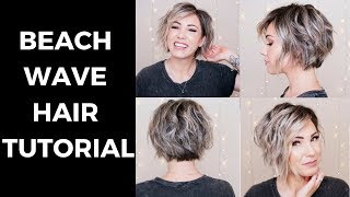 BEACH WAVE HAIR TUTORIAL  SHORT HAIR [upl. by Feld]