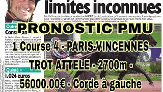 PRONOSTIC PMU QUINTE 22 novembre 2024 1 Course 4  PARISVINCENNESTROT ATTELE  2700m  5600000€ [upl. by Ellienad]