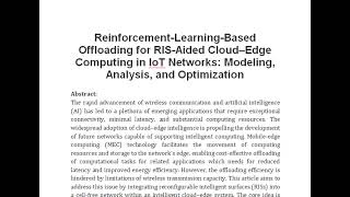 Reinforcement Learning Based Offloading for RIS Aided Cloud–Edge Computing in IoT Networks Modeling [upl. by Tigdirb]