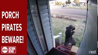 Exploding quotBlank Boxquot scares away porch pirates by using a decoy box [upl. by Lorrayne]