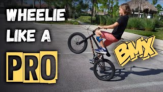 HOW TO WHEELIE ON BMX LIKE A PRO  TUTORIAL [upl. by Eixela220]