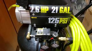 100 decibels Cold start and Refilling my 21 gallon Harbor Freight air compressor [upl. by Leafar]