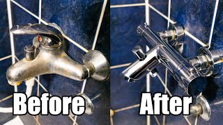 Replace Shower Bar Mixer Valve With Thermostatic Bathtub Faucet LIDL Miomare Mixer Bathroom Upgrade [upl. by Enyamrahc]