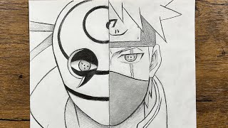 How to draw Kakashi vs obito 🔥 using just a pencil stepbystep  anime drawing tutorial [upl. by Titania]