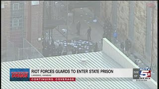 Riot forces guards to enter Kansas state prison [upl. by Pohsib]