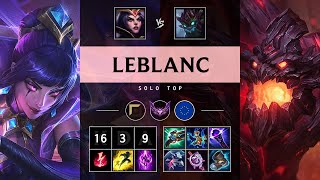 LeBlanc Top vs Maokai Legendary  EUW Master Patch 1420 [upl. by Ridglea]