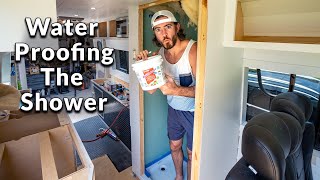 Waterproofing Our Vans Shower  More Van Build Projects [upl. by Mulderig]