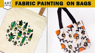 Fabric Painting on Bags  Tote Bag painting  Fabric Painting  Easy Painting Ideas  VENTUNOART [upl. by Titania]