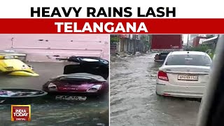 Heavy Rain Submerges LowLying Areas In Telangana Streets Waterlogged  India Today News [upl. by Eat]