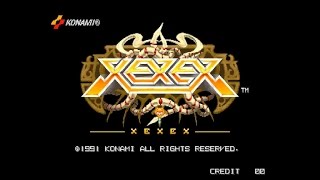 XEXEX  ARCADE  Konami 1991  Gameplay All Stages Completed [upl. by Tterrab]