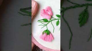 beautiful 3D Pink Embroidery  Easy Hand Embroidery  shorts viral handembroidey diy flowers [upl. by Divaj]