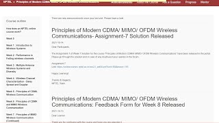 principles of modem CDMA MIMO OFDM wireless communication  NPTEL Week 4  assignment solution 4 [upl. by Yauq173]